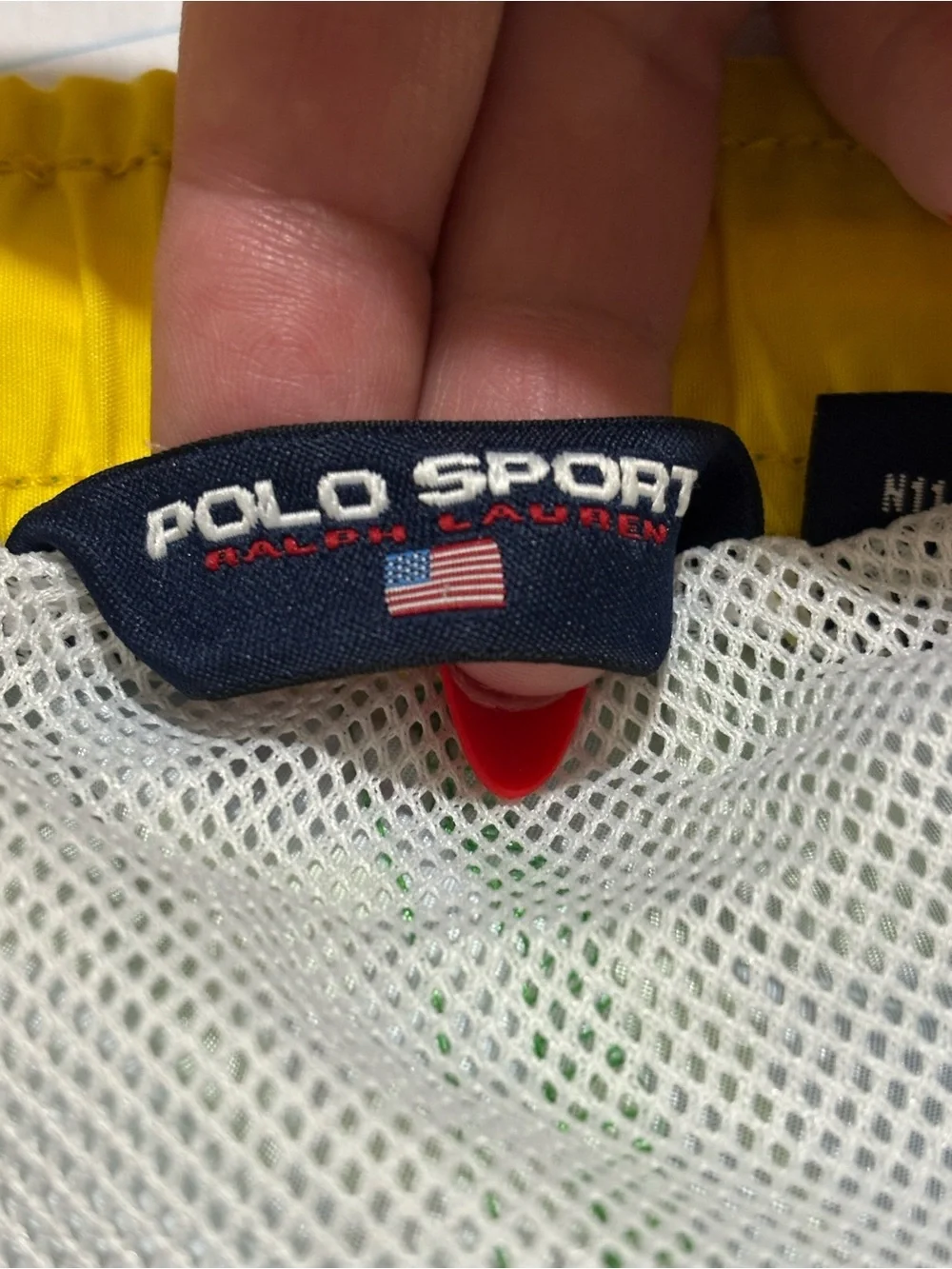 Polo Ralph Lauren Green & Blue Fish-Print Swim Trunks Y2K Mens M Mesh Lined